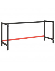Telaio Banco da Lavoro Nero e Rosso Opaco 180x57x79 cm Metallo 2