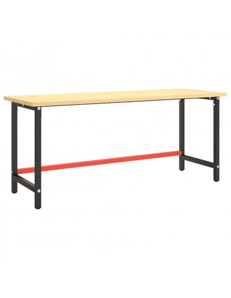 Telaio Banco da Lavoro Nero e Rosso Opaco 180x57x79 cm Metallo