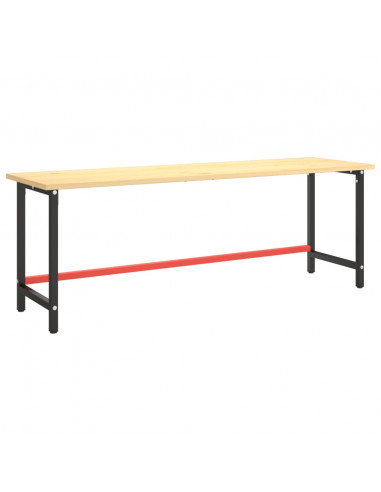Telaio Banco da Lavoro Nero e Rosso Opaco 220x57x79 cm Metallo