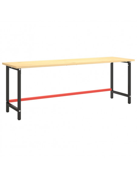 Telaio Banco da Lavoro Nero e Rosso Opaco 220x57x79 cm Metallo