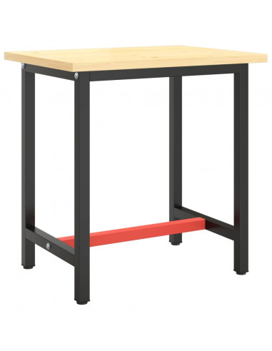 Telaio per Banco da Lavoro Nero Rosso Opaco 70x50x79 cm Metallo