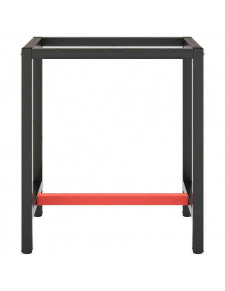 Telaio per Banco da Lavoro Nero Rosso Opaco 70x50x79 cm Metallo