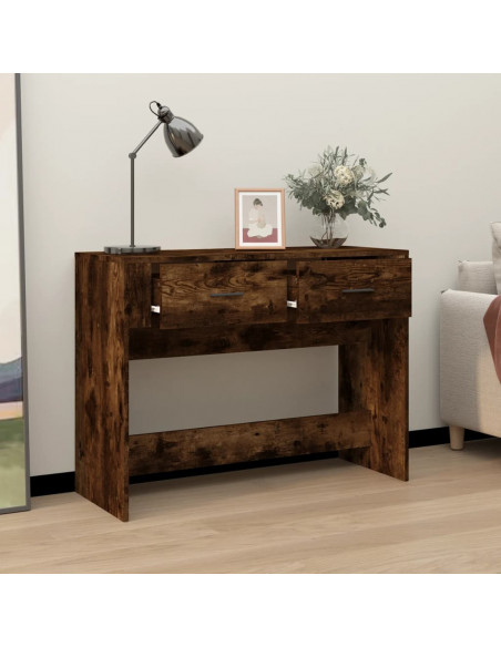 Tavolo Consolle Rovere Fumo 100x39x75 cm Legno Multistrato