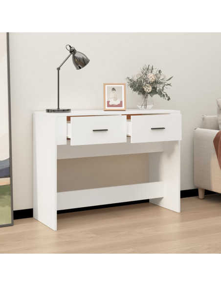 Tavolino Consolle Bianco 100x39x75 cm in Legno Multistrato