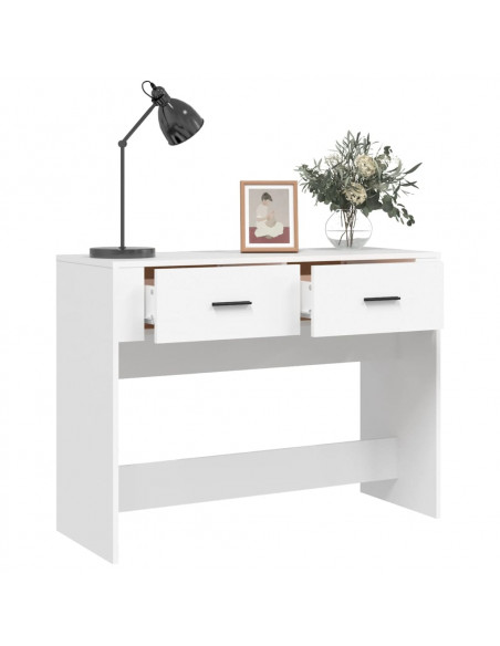 Tavolino Consolle Bianco 100x39x75 cm in Legno Multistrato