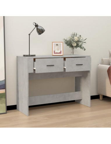 Tavolino Consolle Grigio Cemento 100x39x75 cm Legno Multistrato