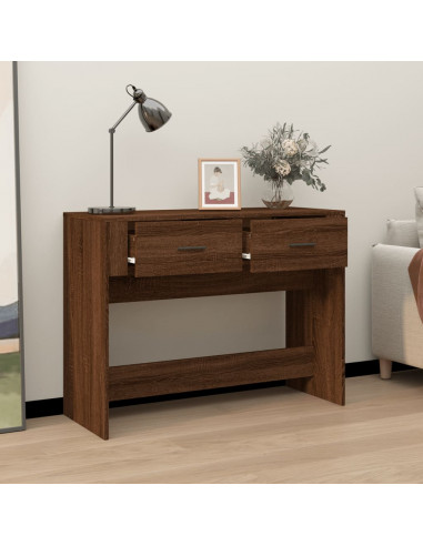 Tavolino Consolle Rovere Marrone 100x39x75 cm Legno Multistrato