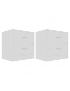 Comodini Bianchi 2 pz 40x30x40 cm in Legno Multistrato 2
