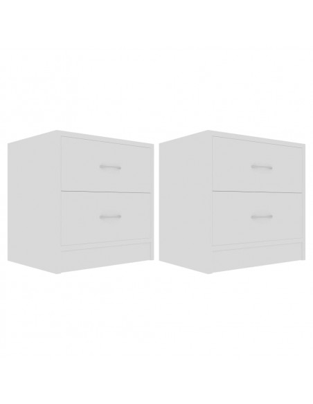 Comodini Bianchi 2 pz 40x30x40 cm in Legno Multistrato