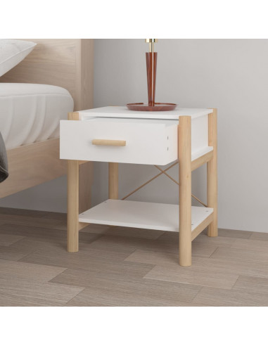 Tavolini da Letto 2pz Bianchi 42x38x45 cm in Legno Multistrato