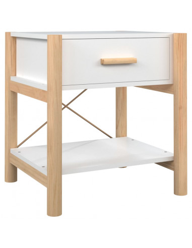 Tavolini da Letto 2pz Bianchi 42x38x45 cm in Legno Multistrato