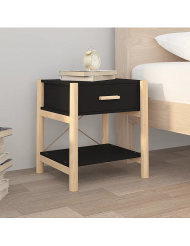 Tavolini da Letto 2pz Nero 42x38x45 cm in Legno Multistrato
