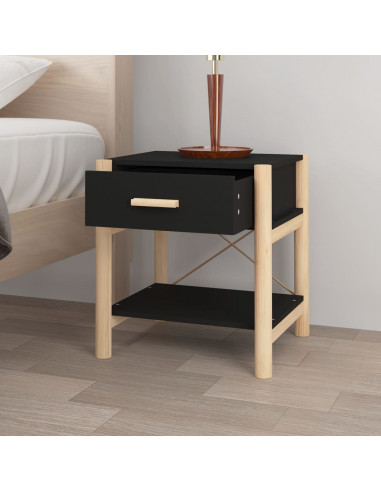 Tavolini da Letto 2pz Nero 42x38x45 cm in Legno Multistrato