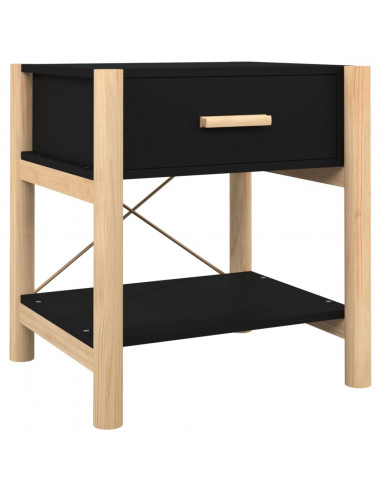 Tavolini da Letto 2pz Nero 42x38x45 cm in Legno Multistrato