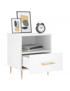 Comodino Bianco 40x35x47,5 cm in Legno Multistrato 2