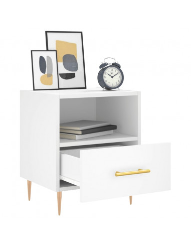 Comodino Bianco 40x35x47,5 cm in Legno Multistrato