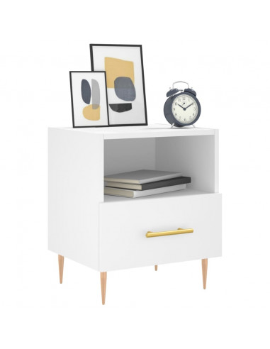 Comodino Bianco 40x35x47,5 cm in Legno Multistrato