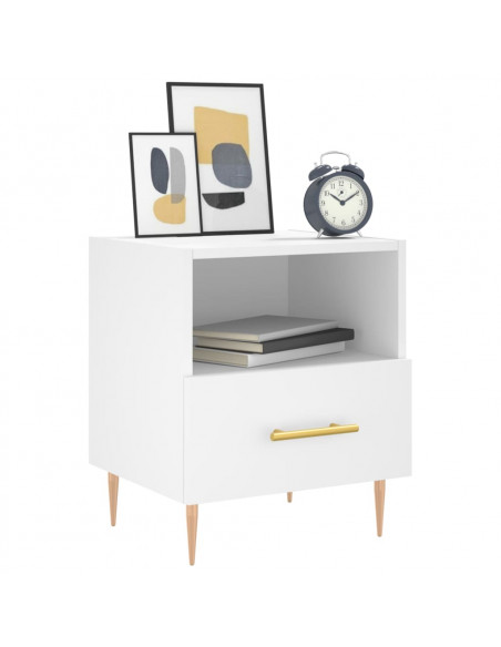 Comodino Bianco 40x35x47,5 cm in Legno Multistrato