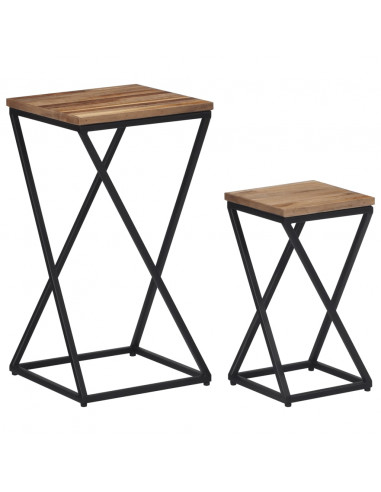 Tavolini 2 pz in Teak Massello di Recupero
