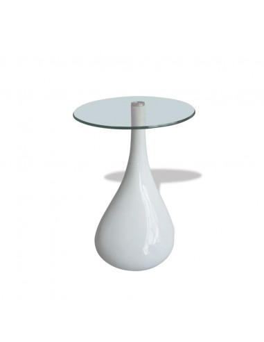 Tavolini da Caffè 2 pz Ripiano Rotondo in Vetro Bianco Lucido