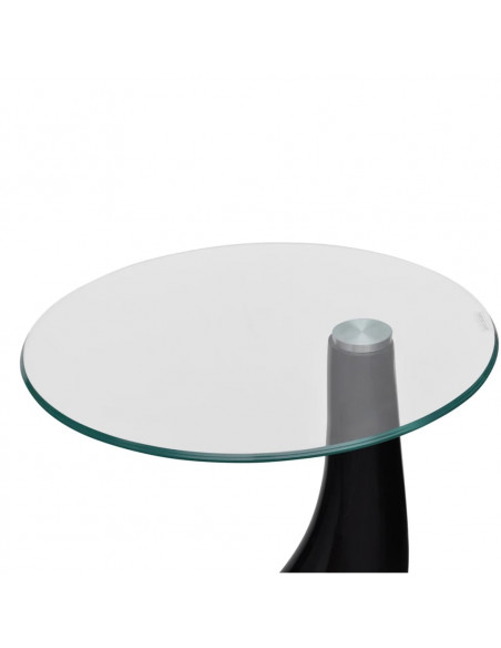 Tavolino da Caffè 2 pz Ripiano Rotondo in Vetro Nero Lucido