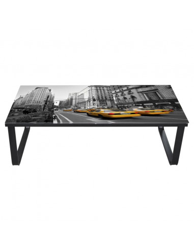 Tavolino da Caffè con Ripiano in Vetro Rettangolare