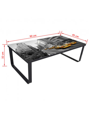 Tavolino da Caffè con Ripiano in Vetro Rettangolare
