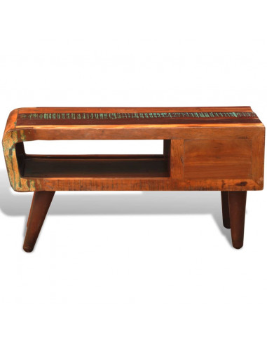 Tavolino con Bordo Curvo 1 Cassetto Legno di Recupero