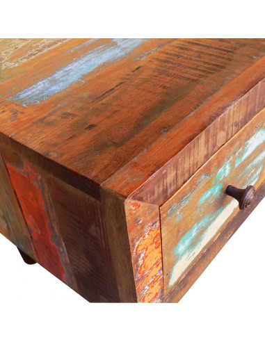 Tavolino con Bordo Curvo 1 Cassetto Legno di Recupero