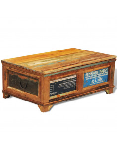 Tavolino da Caffè con Stoccaggio Vintage in Legno di Recupero 2