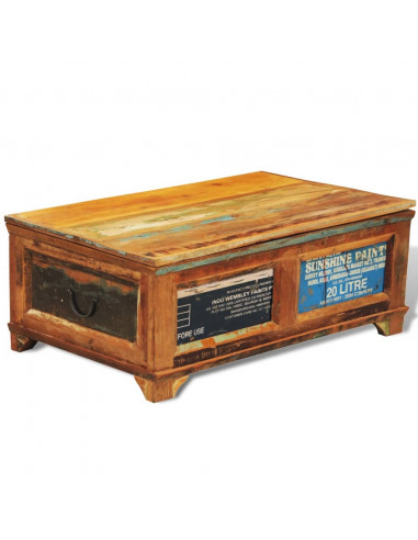 Tavolino da Caffè con Stoccaggio Vintage in Legno di Recupero