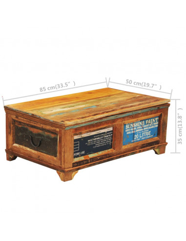 Tavolino da Caffè con Stoccaggio Vintage in Legno di Recupero