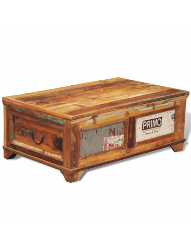 Tavolino da Caffè con Stoccaggio Vintage in Legno di Recupero