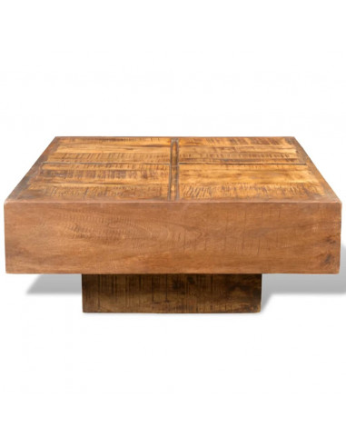 Tavolino da Caffè Marrone Quadrato in Legno Massello di Mango