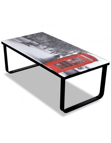 Tavolino da Caffè con Stampa su Vetro Cabina Telefonica