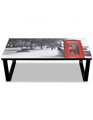 Tavolino da Caffè con Stampa su Vetro Cabina Telefonica