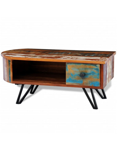 Tavolino con Gambe in Ferro con Perni in Massello di Recupero