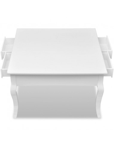 Tavolino da Caffè con 4 Cassetti Bianco