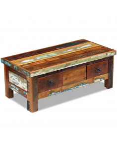 Tavolino da Caffè con Cassetti in Legno Recuperato 90x45x35 cm 2