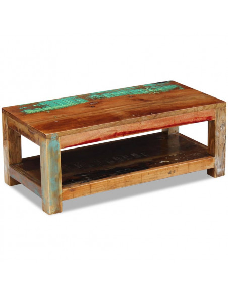 Tavolino da Caffè in Legno Massello di Recupero 90x45x35 cm
