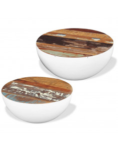 Tavolini da Salotto 2 pz a Forma di Palla in Legno di Recupero 2