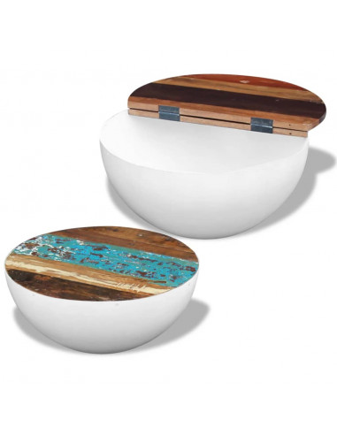 Tavolini da Salotto 2 pz a Forma di Palla in Legno di Recupero