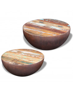 Tavolini da Salotto 2 pz a Forma di Palla in Legno di Recupero 2