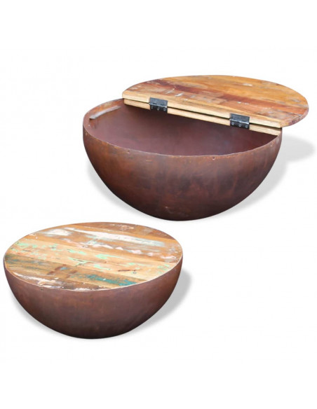 Tavolini da Salotto 2 pz a Forma di Palla in Legno di Recupero
