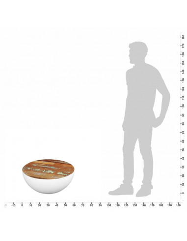 Tavolino da Salotto Forma di Coppa Legno di Recupero 60x60x30cm