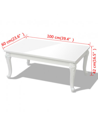 Tavolino da Salotto 100x60x42 cm Bianco Lucido