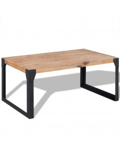 Tavolino da Caffè in Legno Massello di Acacia 100x60x45 cm 2