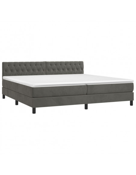 Letto a Molle con Materasso e LED Grigio Scuro 200x200 cm