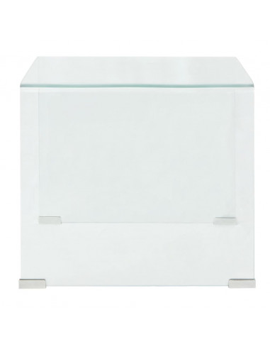 Tavolino da Caffè in Vetro Temperato 49,5x50x45 cm Trasparente