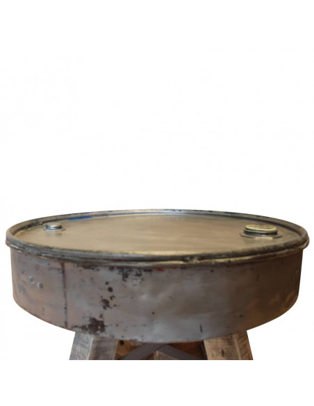 Tavolino da Caffè in Legno Massello di Recupero 60x45cm Argento